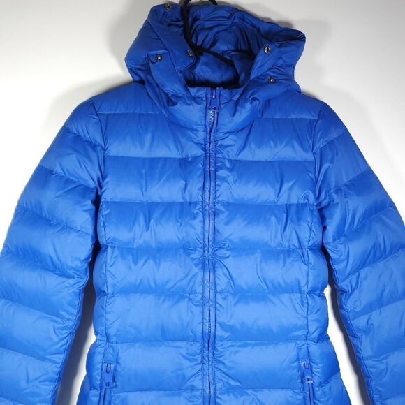 United Colors Of Benetton Women's Sz 4 Blue Down Full Zip Hooded Jacket Coat - Picture 2 of 12